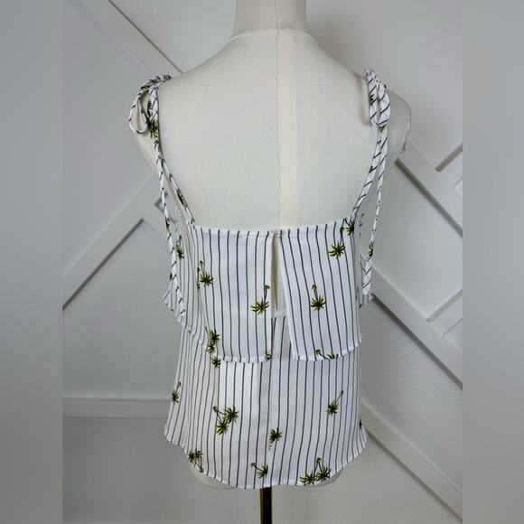 NWT English Factory Palmier Palm Tree Pin Stripe Tiered Tank Top Size XS - Picture 3 of 6